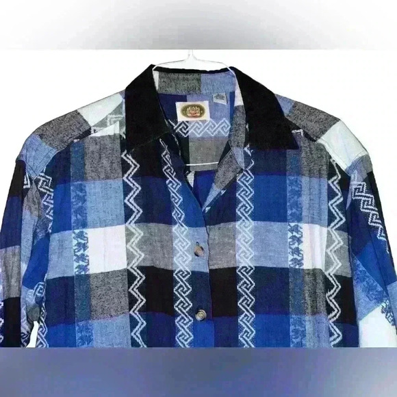 Vintage Women’s CM Company Brand 100% Cotton Aztec Button Down M - Picture 3 of 7